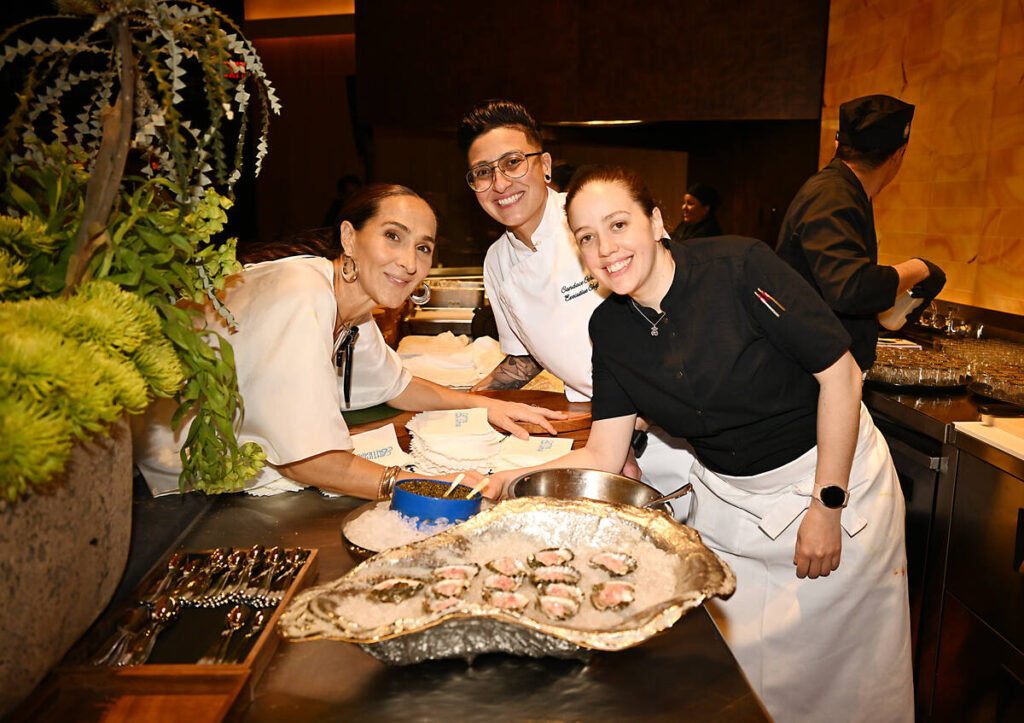 Chef Gabriela Cámara, chef Candace Ochoa and chef Mariana Alfarache attend the grand opening o ...