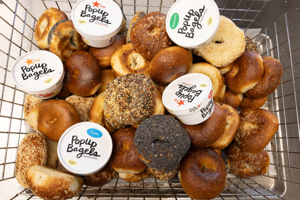 A selection of bagels and schmears from PopUp Bagels, the shop selling New York-style bagels th ...