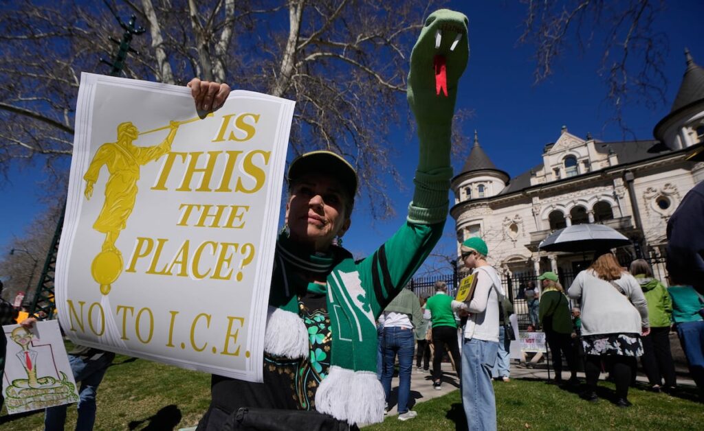 Protesters gather at Governor's Mansion to decry ICE detention center plans