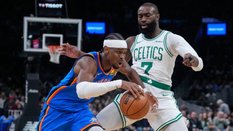 Shai Gilgeous-Alexander and Jaylen Brown Celtics Thunder