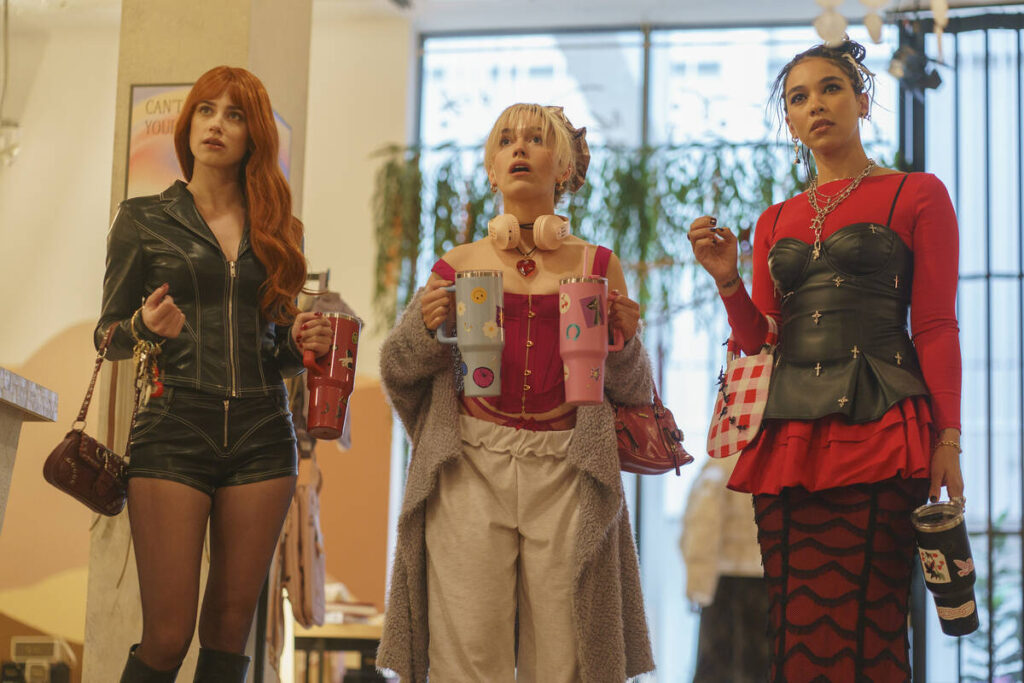 Apple (Lili Reinhart), Cherry (Victoria Pedretti) and Fig (Alexandra Shipp) in Forbidden Fruits ...