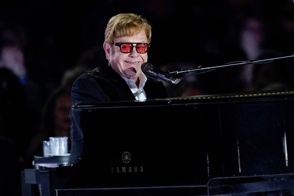 Elton John performs on the South Lawn of the White House in Washington, Friday, Sept. 23, 2022. ...