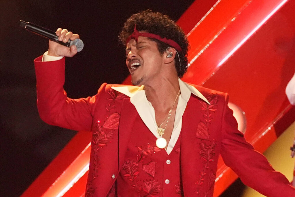 Bruno Mars performs "I Just Might" during the 68th annual Grammy Awards on Sunday, Fe ...