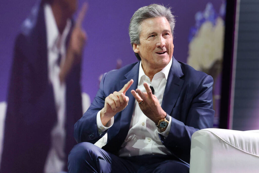 Bill Hornbuckle, CEO and President of MGM Resorts International, delivers the keynote speech at ...