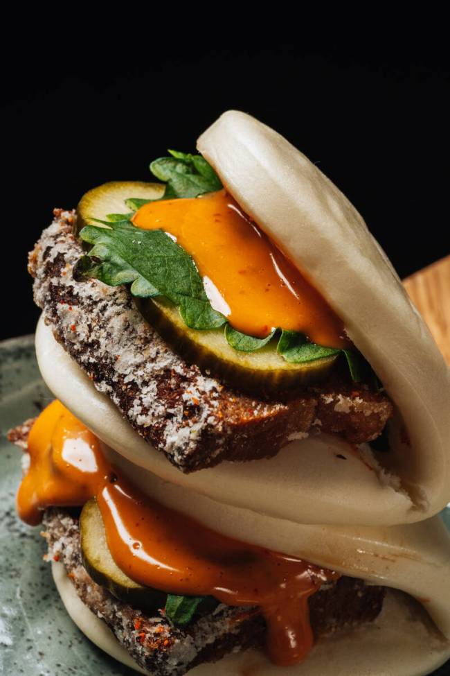 Kyu in the Fontainebleau on the Las Vegas Strip is serving its wagyu bao as part of its three-c ...