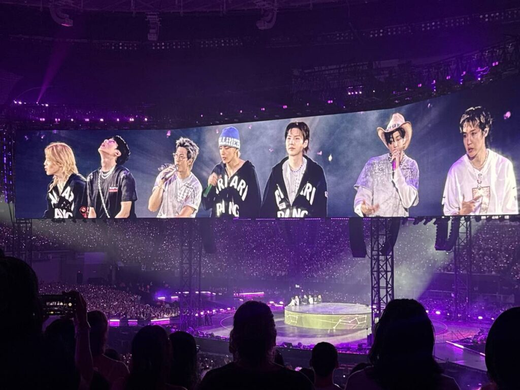 BTS is shown during the second of four sold-out shows at Allegiant Stadium on Sunday, May 24, 2 ...