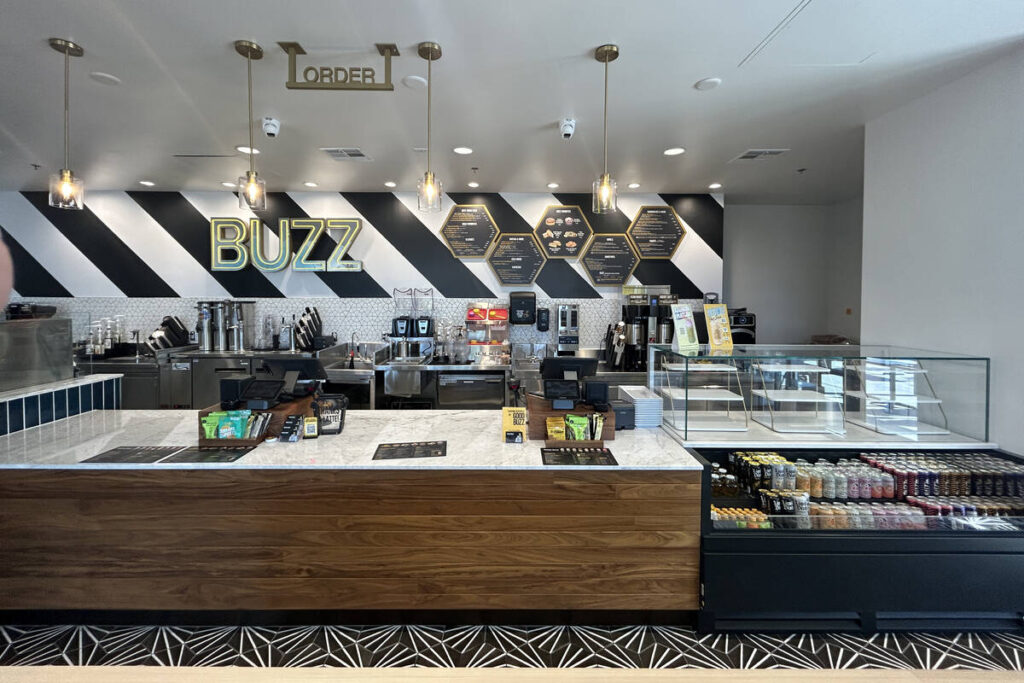 The interior of the Better Buzz Coffee Roasters that opened on May 27, 2026, on South Rainbow B ...
