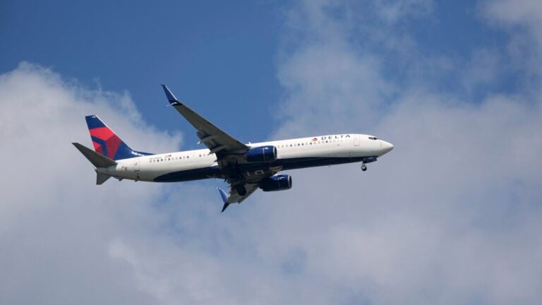 A Delta Airlines plane lands at Sarasota-Bradenton International Airport.