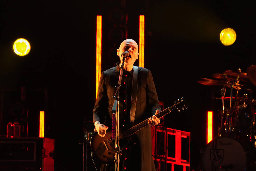 Lead singer and guitarist Billy Corgan of American alternative rock band The Smashing Pumpkins ...