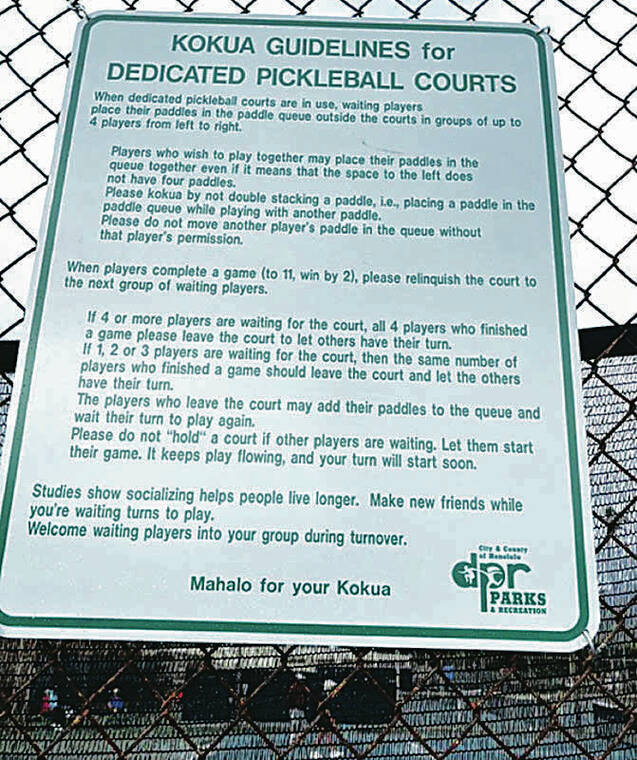 Kokua Line: How long can group use public pickleball court?