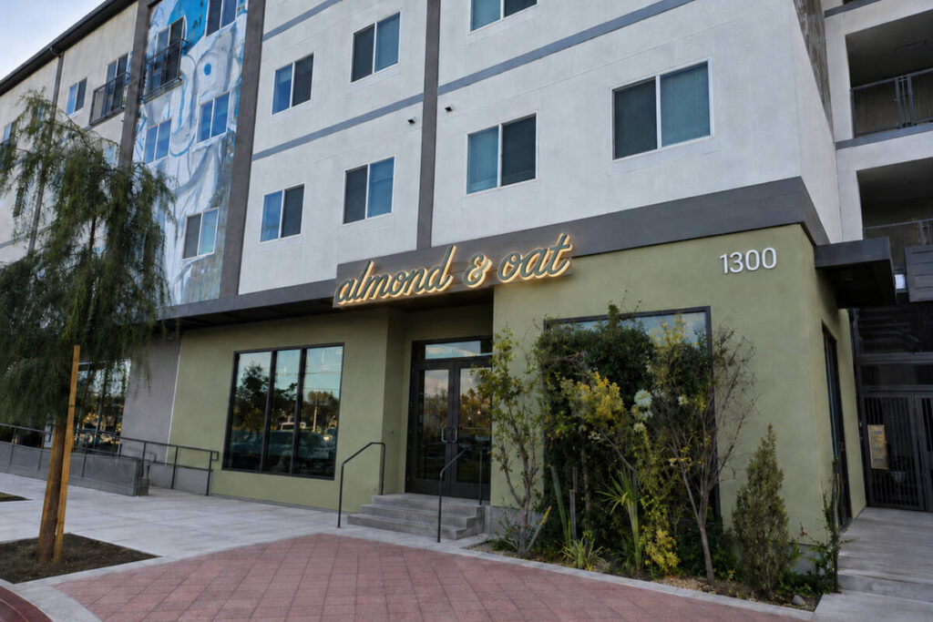 A rendering of the exterior of Almond & Oat coffee bar set to open in summer 2026 in downto ...