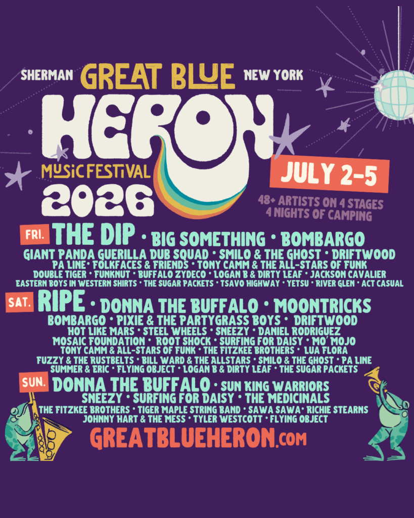 The 33rd Annual Great Blue Heron Music Festival July 2–5, 2026 | Sherman, New York