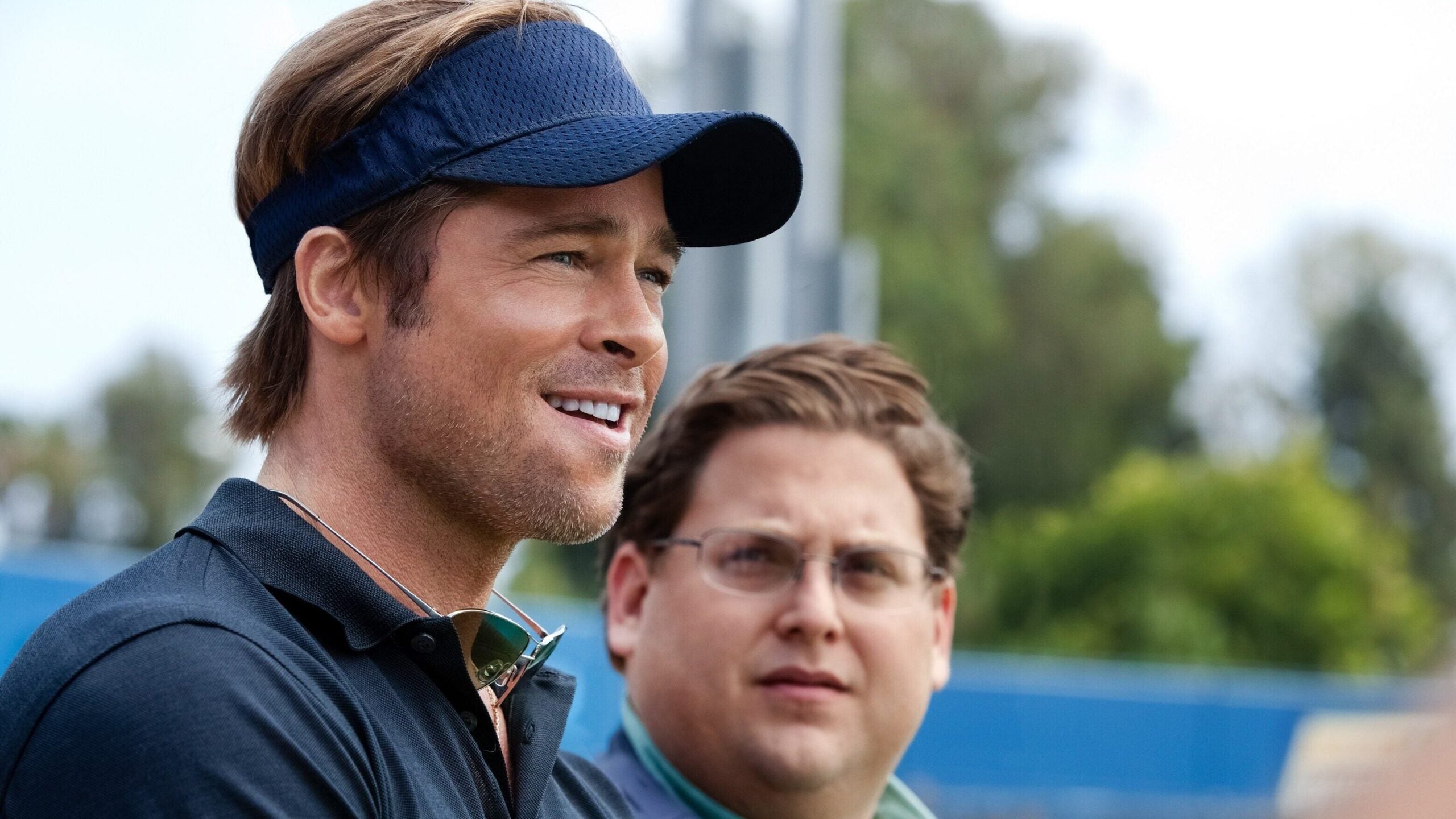 Brad Pitt and Jonah Hill in a scene from 