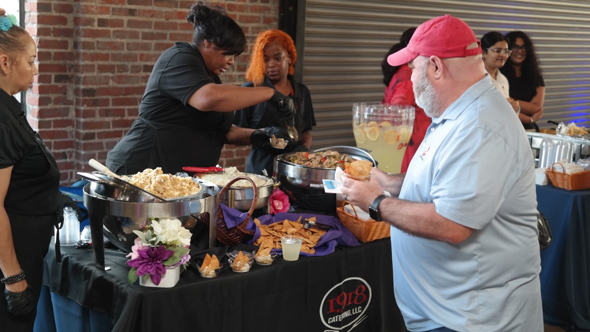 people sampling food at a Birmingham Restaurant Week event