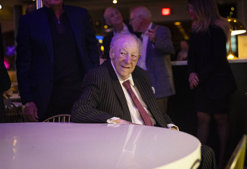 Former Las Vegas Mayor Oscar Goodman looks on before an "Oscar's DInner" series event ...
