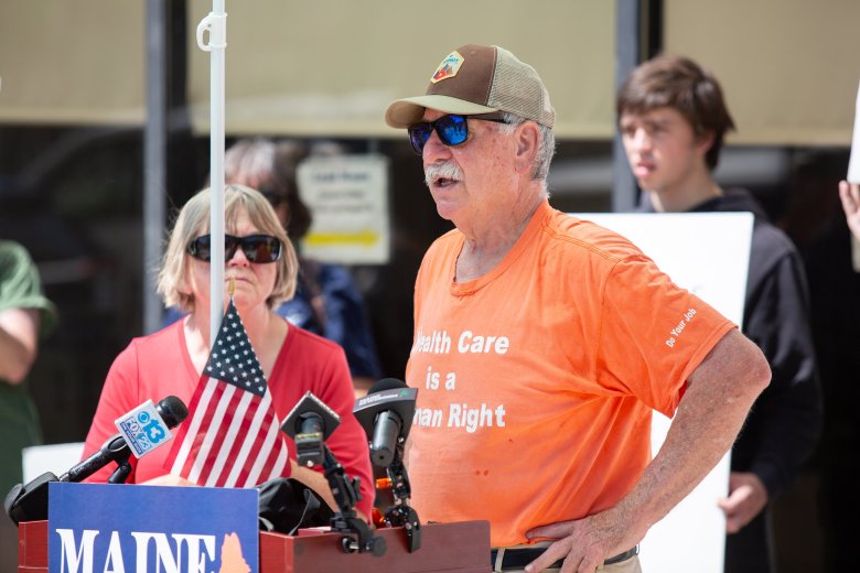 Maine legislators lead anti-Susan Collins protest outside senator’s Lewiston office