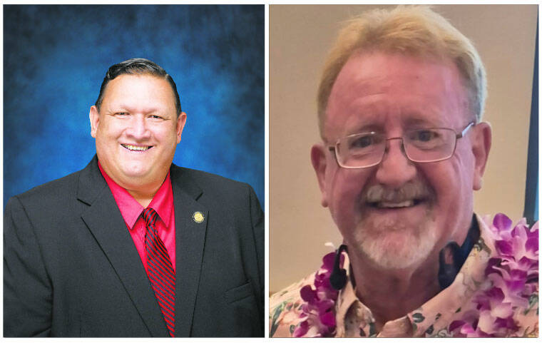 COURTESY PHOTOS
                                Former legislator Bob McDermott (right) unseated incumbent state Sen. Kurt Fevella (R, Ewa Beach-Ocean Pointe-Iroquois Point) by seven votes, 1,211 to 1,204.