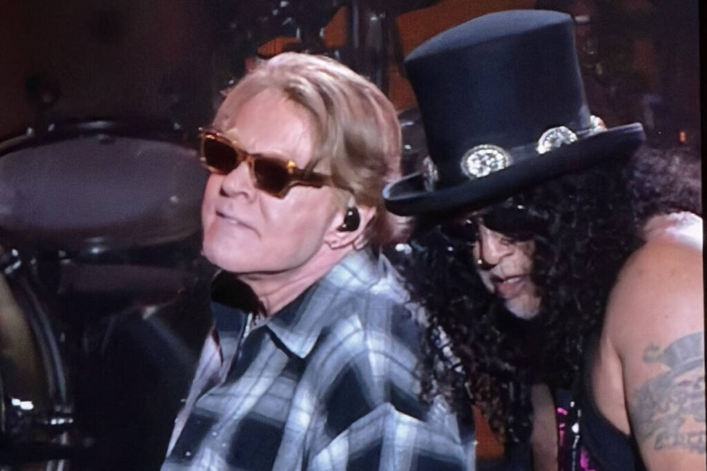 Axl Rose and Slash show rock symmetry in Guns N' Roses' performance at Allegiant Stadium on Sat ...