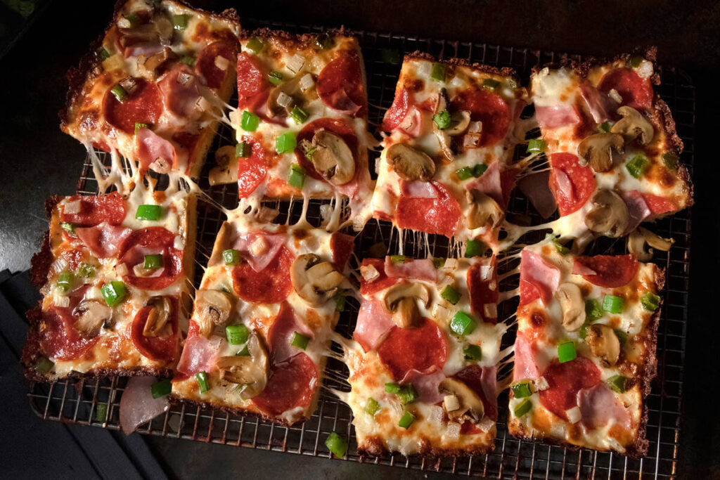 A Super Special Detroit-style pie from Jet's Pizza, which has three locations in the Las Vegas ...