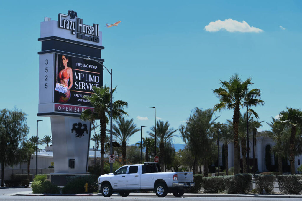 The Crazy Horse 3 Gentleman’s Club is seen at 3525 W Russell Road in Las Vegas, August 17, 20 ...
