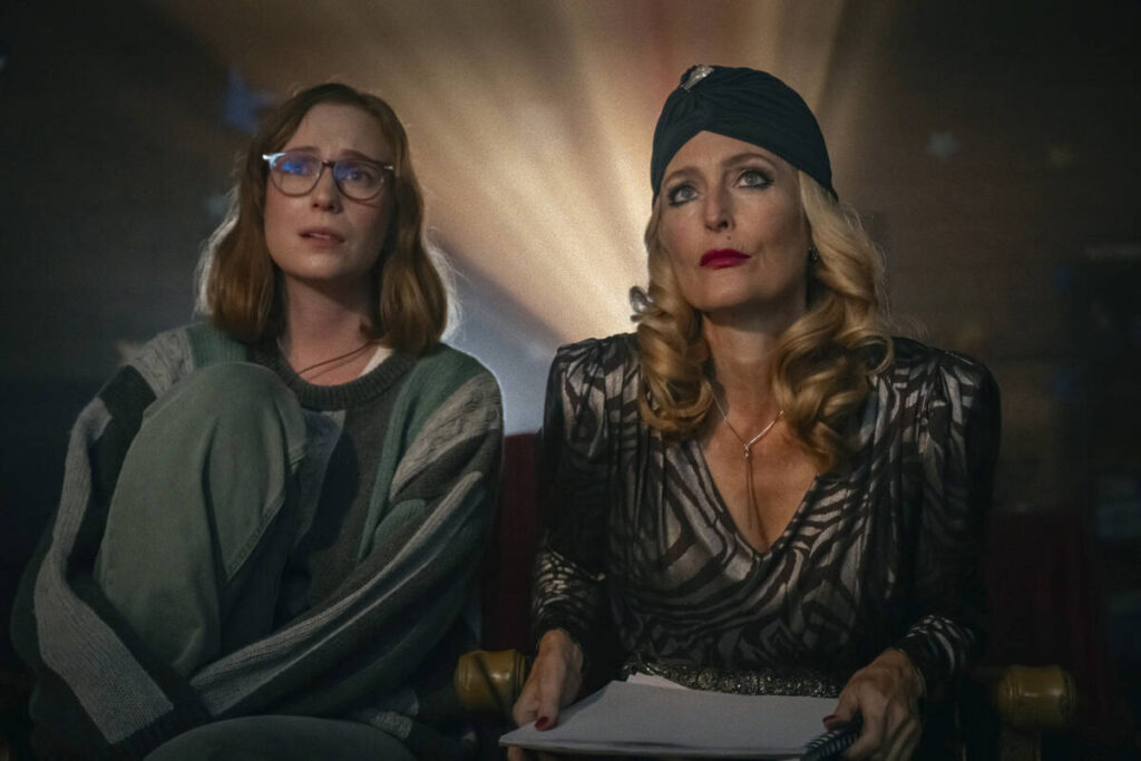 Hannah Einbinder, left, and Gillian Anderson in “Teenage Sex and Death at Camp Miasma.&q ...