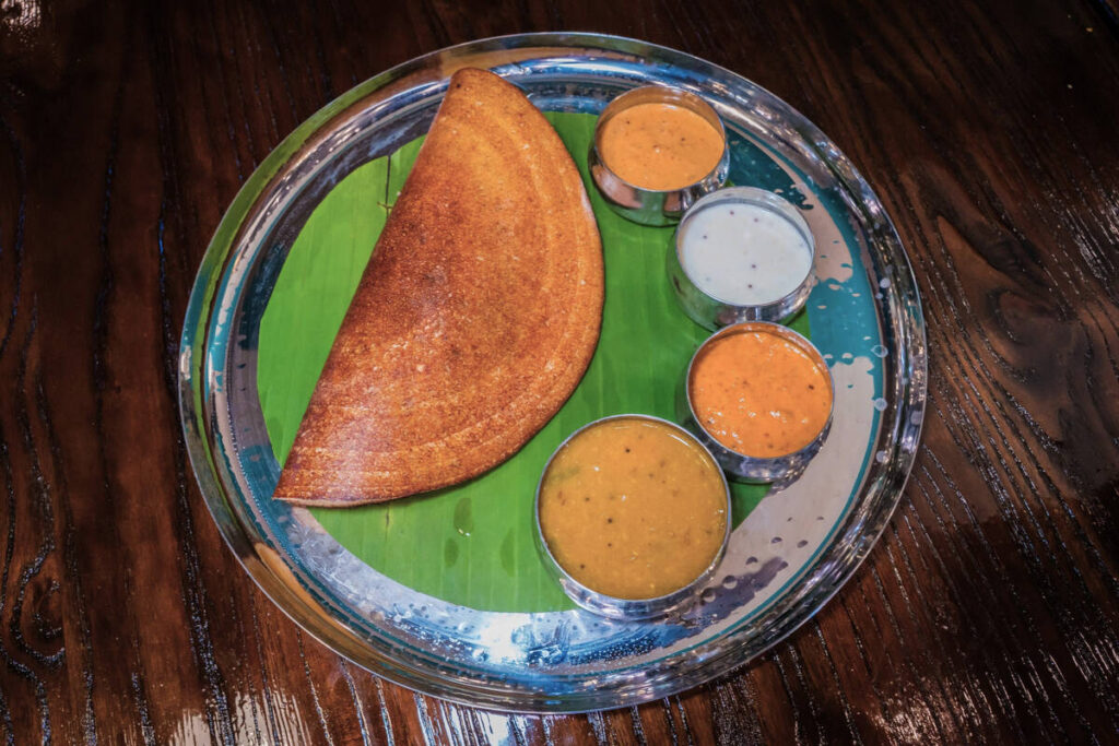 Benne dosa, a staple of southwest Indian cooking, from Rangoli restaurant on East Tropicana Ave ...