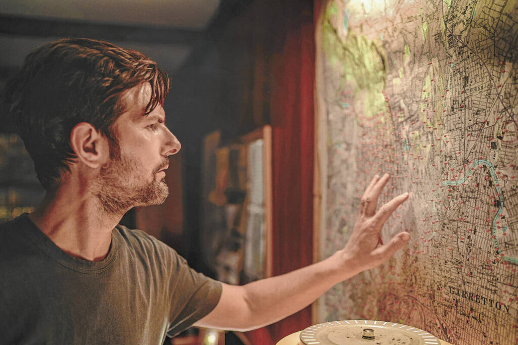 The Whisper Man. Adam Scott as Tom Kennedy in The Whisper Man. Cr. David Lee/Netflix © 2026