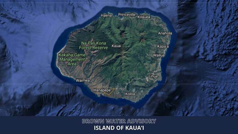 COURTESY DOH
                                A brown water advisory has been issued for waters surrounding the island of Kauai.
