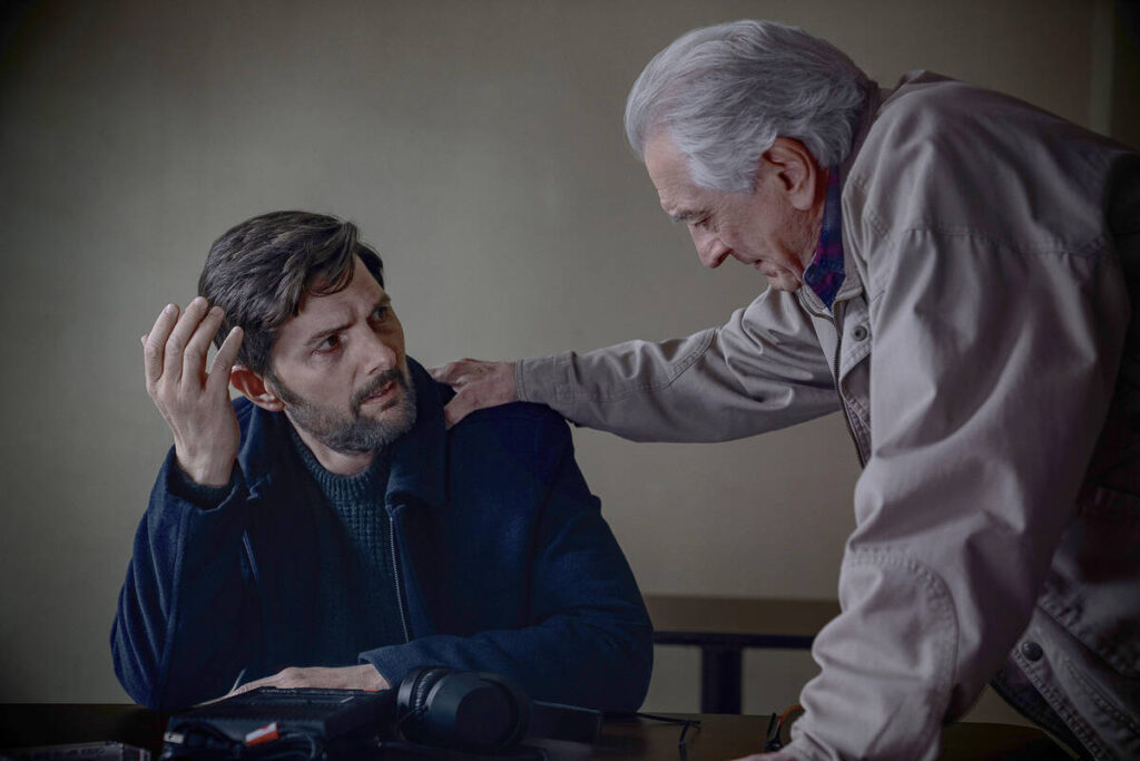 “The Whisper Man,” starring Adam Scott, left, and Robert De Niro, is a jump-scare ...