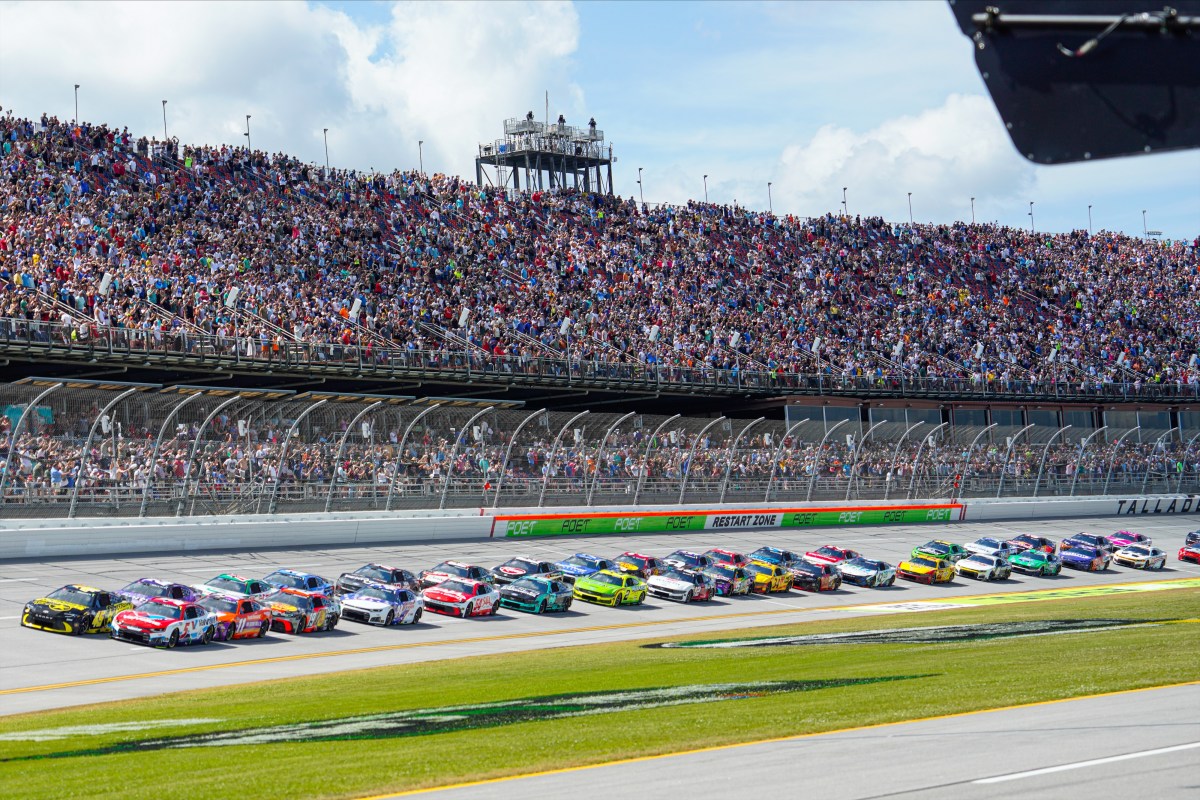 A general view of racing during the NASCAR Cup Series YellaWood 500