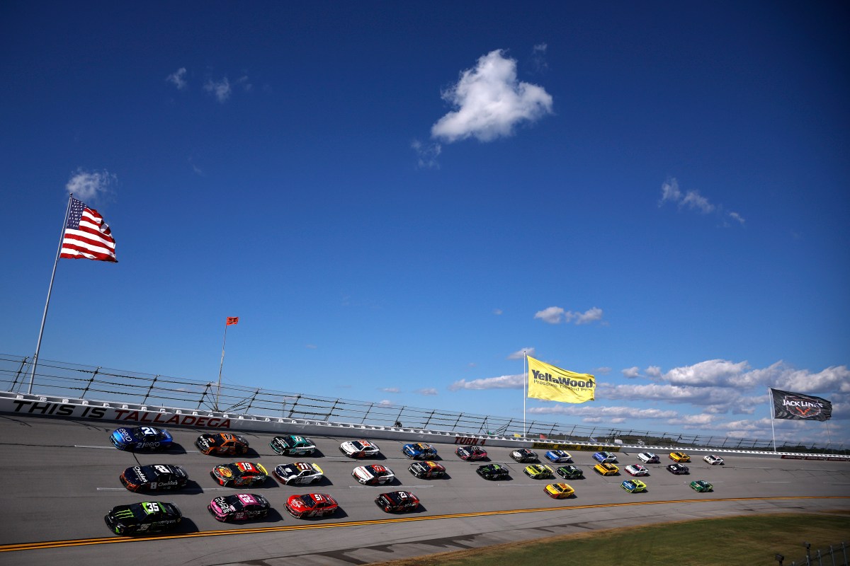 A general view of racing during the NASCAR Cup Series YellaWood 500
