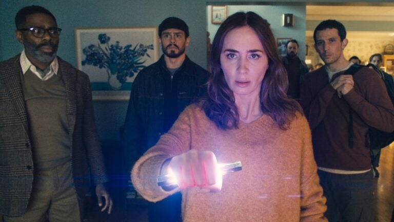 What to watch (October 2026): Colman Domingo, from left, Tommy Martinez, Emily Blunt and Josh O'Connor in a scene from "Disclosure Day," streaming on Peacock October 9.