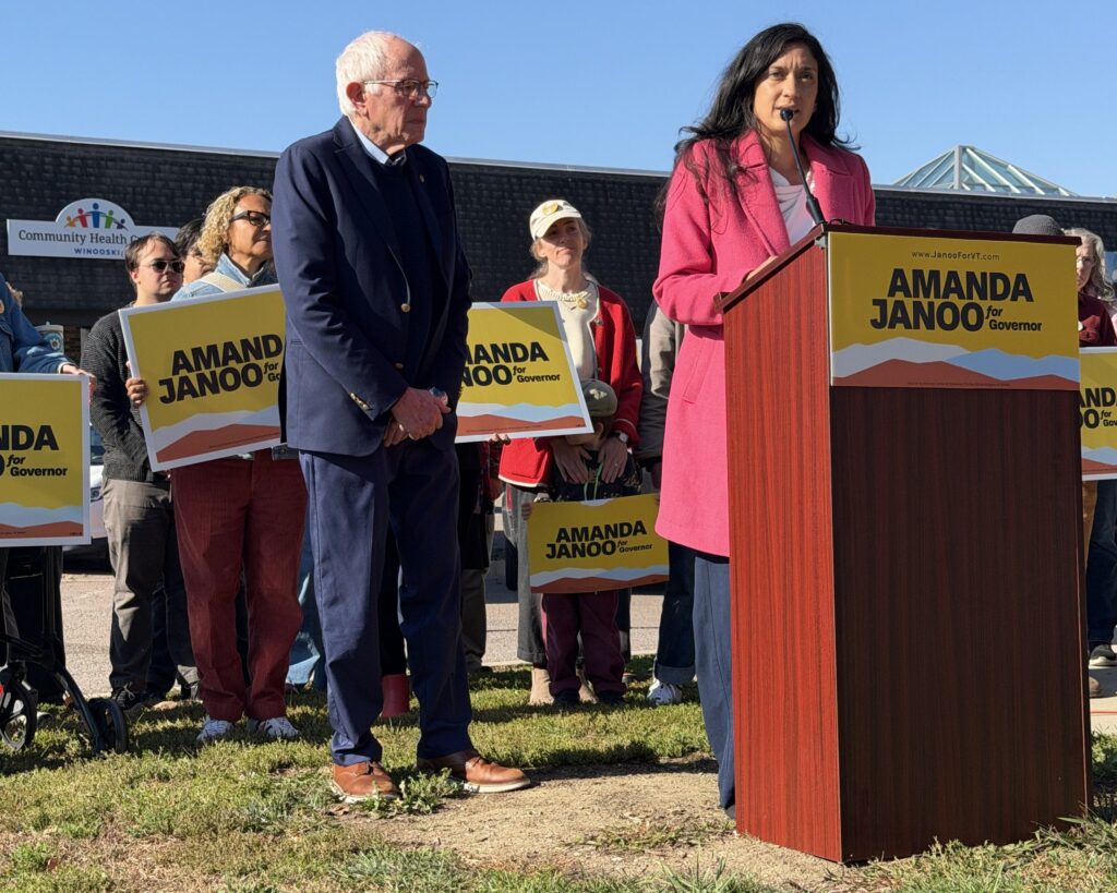Bernie Sanders Hits the Campaign Trail With Amanda Janoo in Winooski